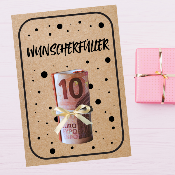 Druckvorlage Geschenk - WUNSCHERFÜLLER - für Geldgeschenk oder Gutscheinkarte - PDF Bastelvorlage zum Ausdrucken DIY