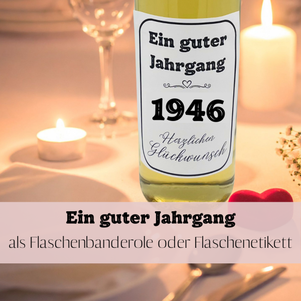 Druckvorlage Ein guter Jahrgang 1946 Weinbanderole und Weinetikett zum Geburtstag PDF Bastelvorlage zum Ausdrucken DIY