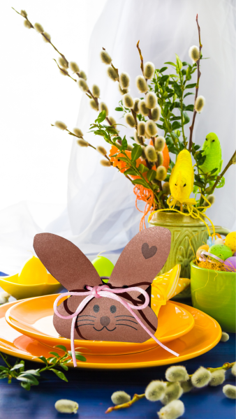 Druckvorlage Hasenverpackung für Ostern als Geschenk oder Tischdeko PDF Bastelvorlage zum Ausdrucken DIY Osterüberraschung Basteln mit Kind