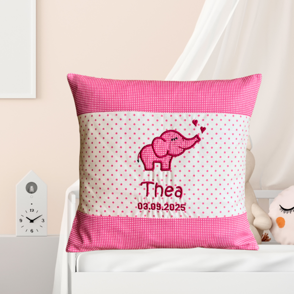 Kissenhülle 35x35 cm groß mit Herz-Doodle-Applikation bestickt -Sofortkauf-