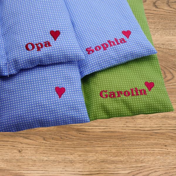 Körnerkissen bestickt mit Wunschname -personalisiert- Größe L