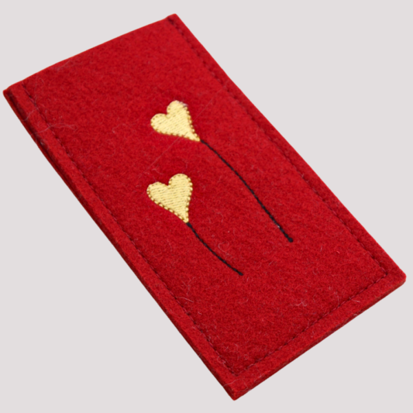 Etui für Tabletten | Pillenetui | Pillenhülle | Pillentasche bordeaux aus Wollfilz bestickt -sofort lieferbar-