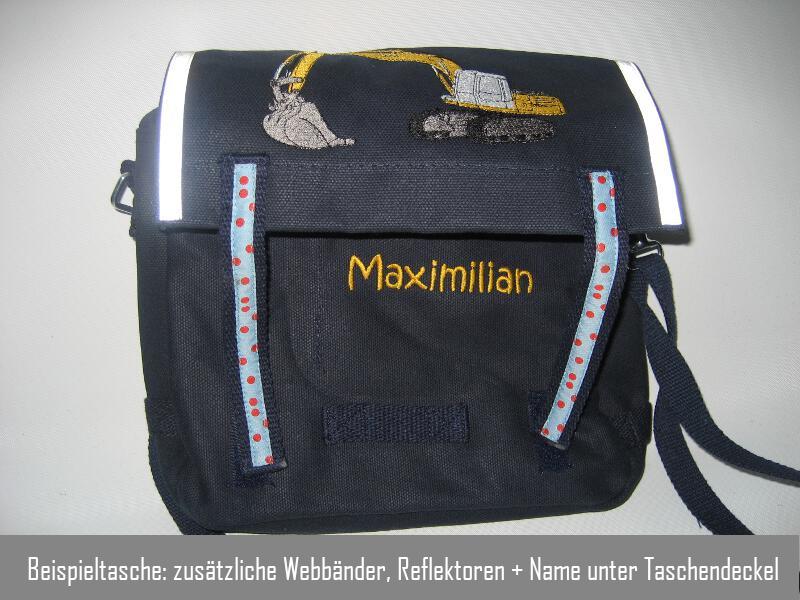 Beispieltasche Name unter Taschendeckel
