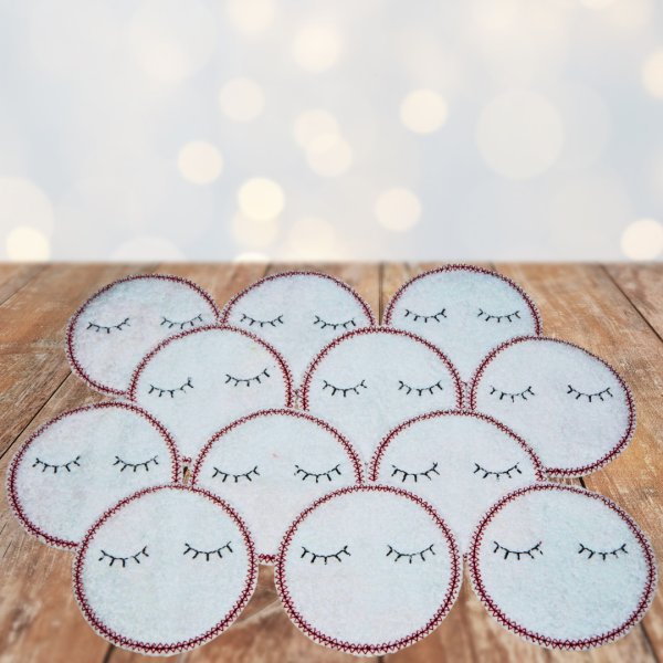 Abschminkpad rund mit Wimpern bestickt im Set - waschbar und wiederverwendbar