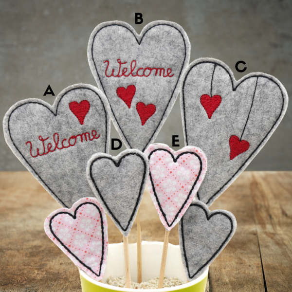 Stabfigur / Blumenstecker / Caketopper - Herz aus Wollfilz