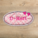 Aufnäher Doodle-Applikation U-Heft mit 2 Herzen A075
