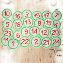 Stickdatei-Set 24 Adventskalender-Anhänger zur Weihnachtszeit 3x8 Buttons für 13x18cm Stickrahmen