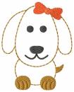 Stickdatei Hund mit Schleife Doodle für den 10x10cm Stickrahmen