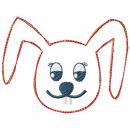 Stickdatei Hasenkopf als Doodle-Applikation für10x10cm Stickrahmen