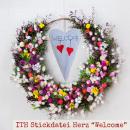 ITH Stickdatei Herz "Welcome" 13x18 cm - Türschild und Deko selber sticken