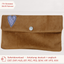 ITH Stickdatei Kosmetiktasche mit Doodle-Herz bestickt | 18x30cm Stickrahmen | In the Hoop Stickdatei