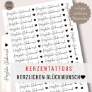 39 Kerzentattoos Herzlichen Glückwunsch - PDF Vorlage zum Ausdrucken - Wasserschiebefolie - Stabkerzen