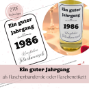 Druckvorlage Ein guter Jahrgang 1986 Weinbanderole und Weinetikett zum Geburtstag PDF Bastelvorlage zum Ausdrucken DIY