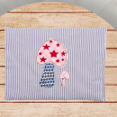 Körnerkissen bestickt mit Pilzen im Doodle-Style grau-weiß-gestreift -sofort lieferbar-