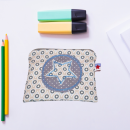 Mäppchen mit Stern im Doodle-Button bestickt -sofort lieferbar-